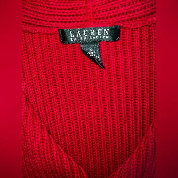 Ralph Lauren Red Ribbed Cardigan Small - Picture 4 of 4